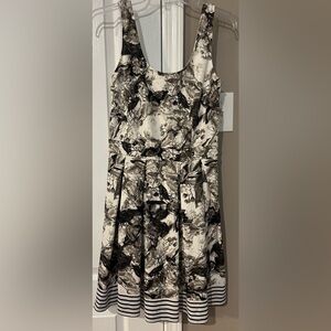 Robert Rodriguez Size 6 Black Gray White Flowers & Stripes Dress NWOT